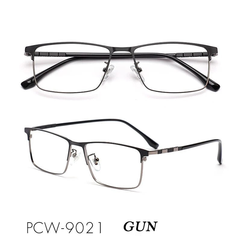 KatKani Men's Full Rim Square Titanium Eyeglasses 8618 Full Rim KatKani Eyeglasses Black Gun  