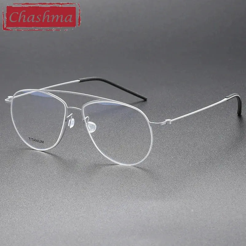 Chashma Ottica Men's Full Rim Oval Double Bridge Titanium Eyeglasses 775507 FuzWeb