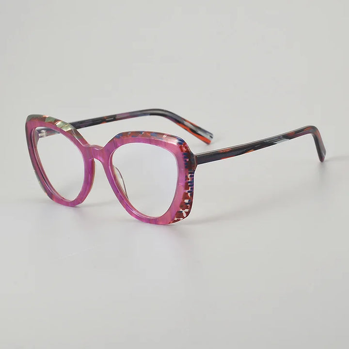 Hewei Unisex Full Rim Polygon Oval Acetate Eyeglasses 945084