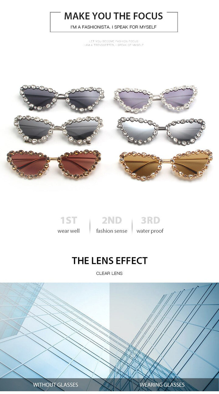 CCSpace Women's Full Rim Triangle Cat Eye Alloy UV400 Sunglasses 56219 Sunglasses CCspace Sunglasses   