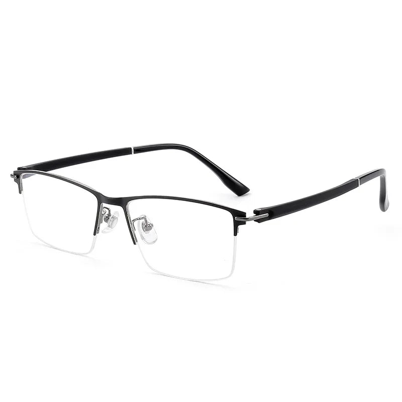 KatKani Unisex Semi Rim Square Alloy Eyeglasses K8812 Semi Rim KatKani Eyeglasses Black Gun  