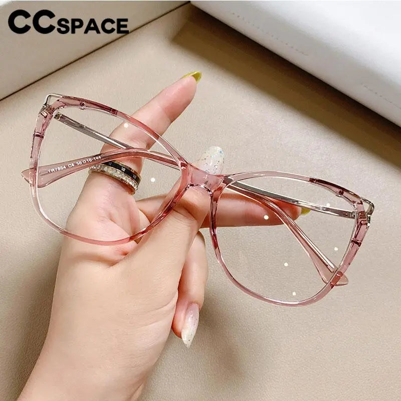 CCSpace Women's Full Rim Cat Eye Tr 90 Titanium Eyeglasses 56845 Full Rim CCspace   