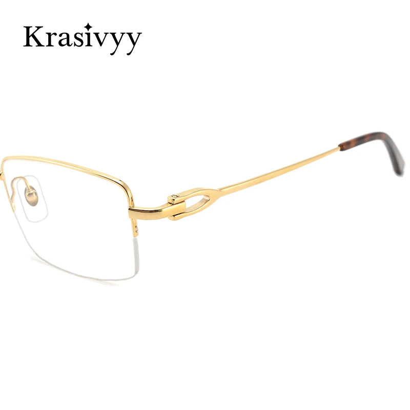 Krasivyy Mens Semi Rim Square Titanium Eyeglasses Kr0319o Semi Rim Krasivyy   
