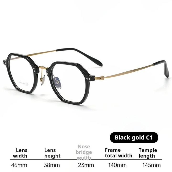 Xbora  Unisex Full Rim Flat Top Polygon Tr 90 Titanium Eyeglasses 518273