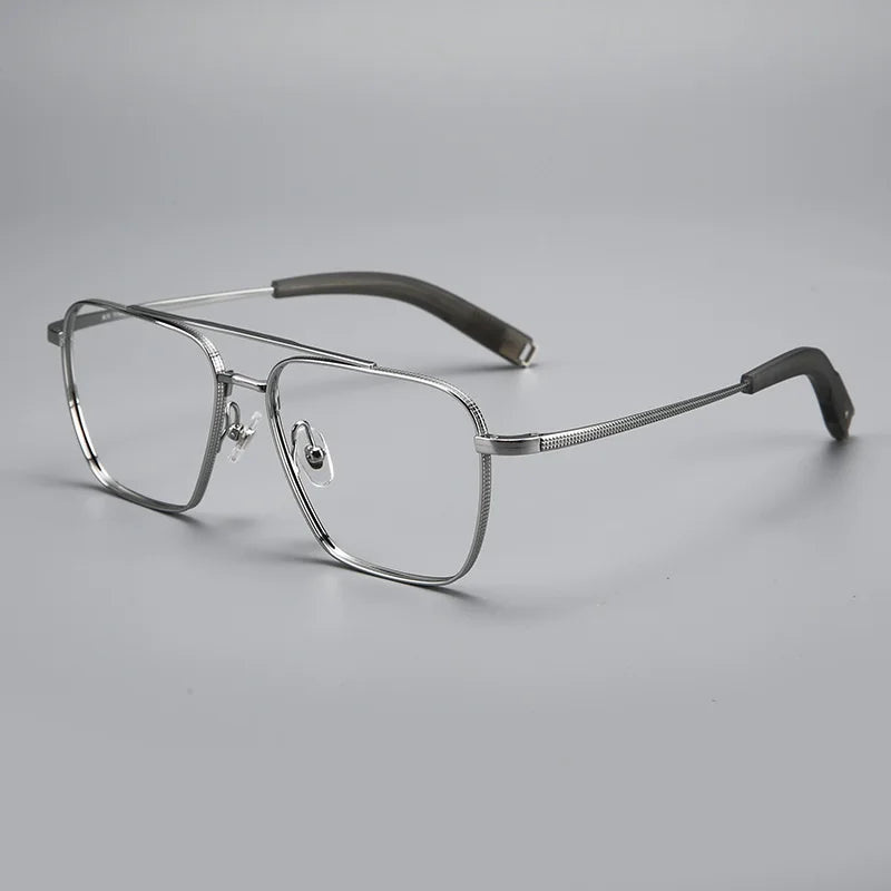 Black Mask Men's Full Rim Square Double Bridge Titanium Eyeglasses 365004