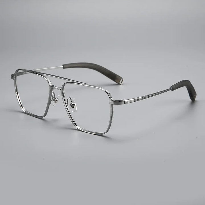Black Mask Men's Full Rim Square Double Bridge Titanium Eyeglasses 365004