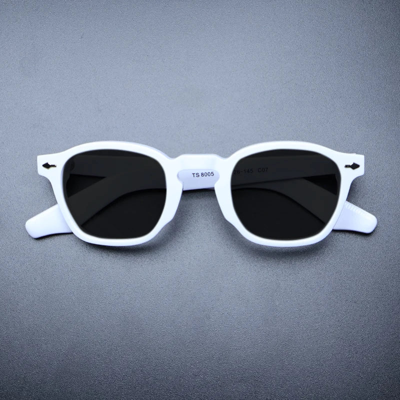 Gatenac Unisex Full Rim Square Acetate Polarized Sunglasses M009 Sunglasses Gatenac White Black  