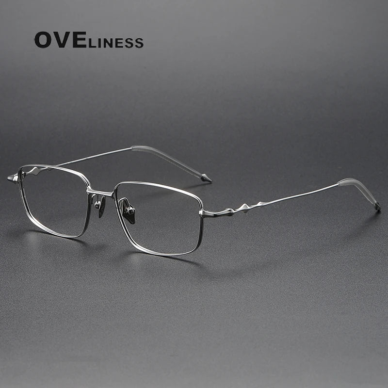 Oveliness Unisex Full Rim Rectangle Titanium Eyeglasses O1855 Full Rim Oveliness silver  