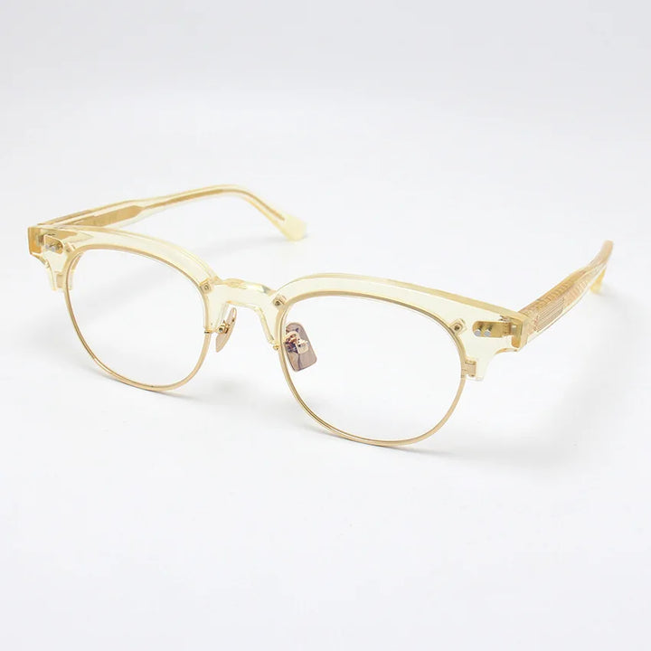 Black Mask Unisex Full Rim Square Acetate Titanium Eyeglasses 396136