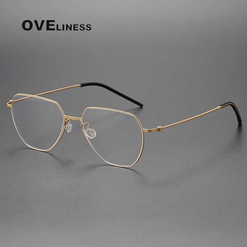 Oveliness Unisex Full Rim Flat Top Oval Titanium Eyeglasses O5526 Full Rim Oveliness gold  