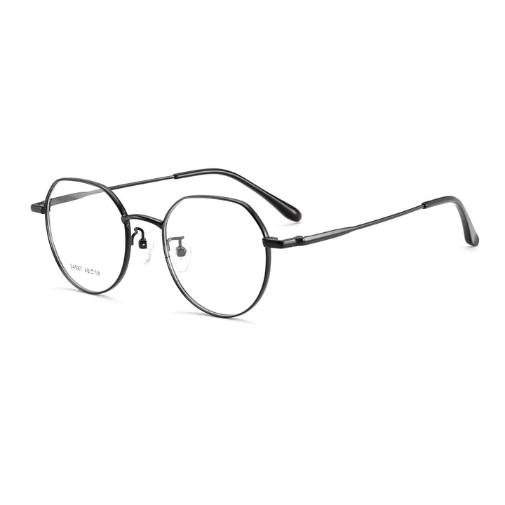 KatKani Women's Full Rim Flat Top Polygonal Alloy Eyeglasses 34587 Full Rim KatKani Eyeglasses Black  