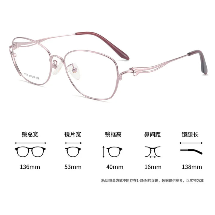 Reven Jate Women's Full Rim Square Cat Eye Alloy Eyeglasses 661179