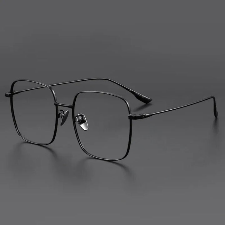 Muzz Unisex Full Rim Oversized Square Titanium Eyeglasses 121219 Full Rim Muzz Black  