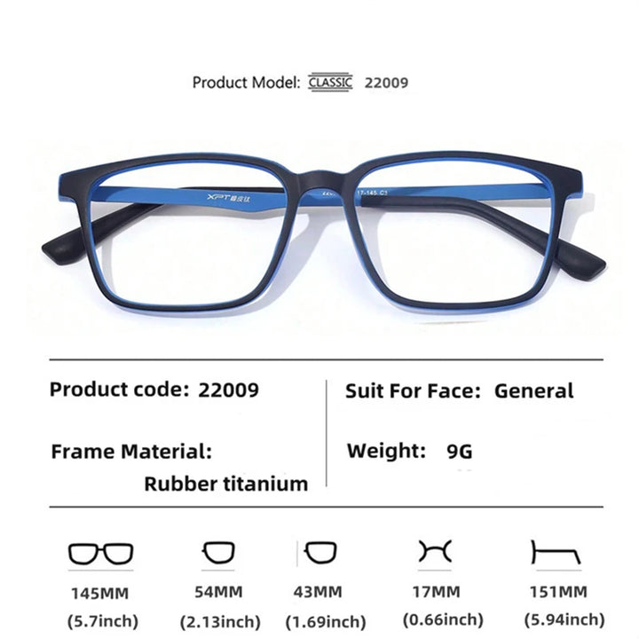 Kocolior Unisex Full Rim Square Rubber Titanium Photochromic Reading Glasses 722009