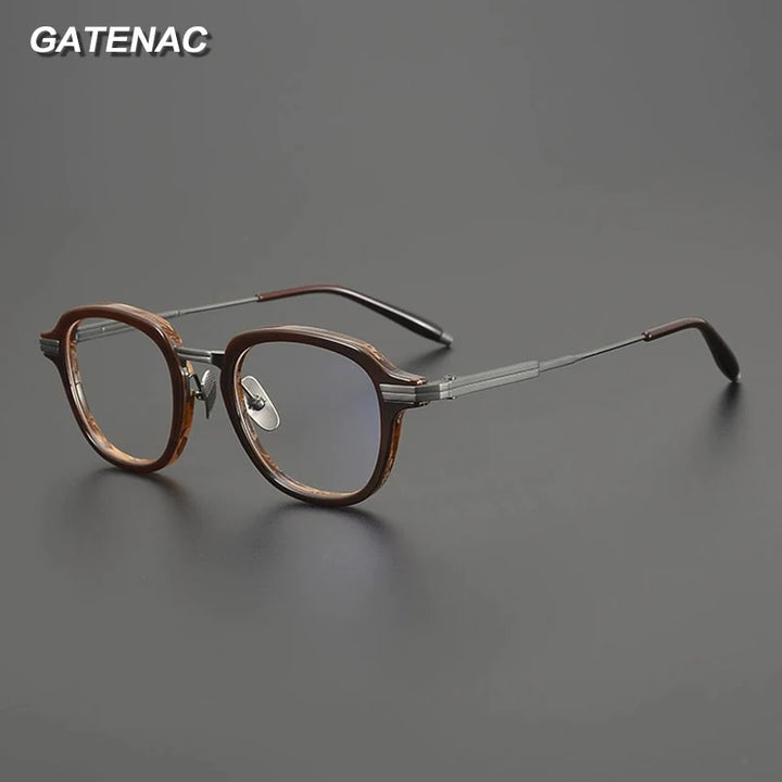 Gatenac Unisex Full Rim Square Acetate Titanium Eyeglasses G9828