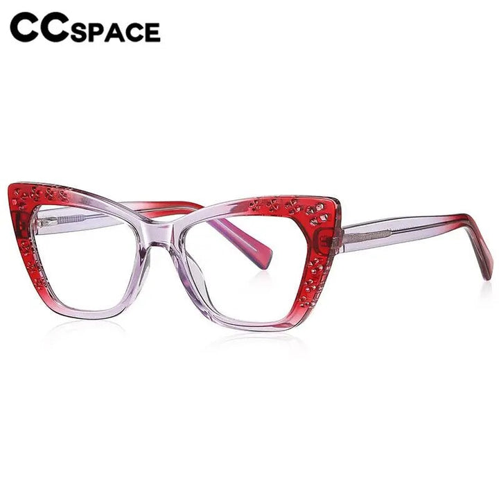 CCSpace Women's Full Rim Cat Eye Tr 90 Titanium Hyperopic Reading Glasses R57000 Reading Glasses CCspace   