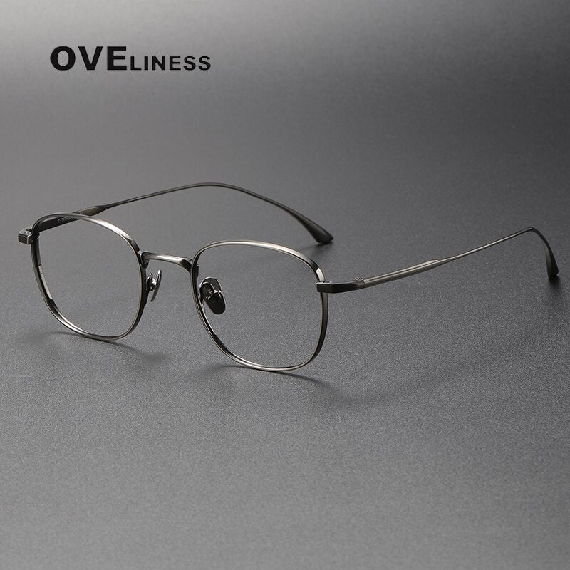 Oveliness Unisex Full Rim Square Titanium Eyeglasses 422145 Full Rim Oveliness gun  