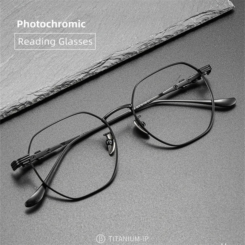 Kocolior Unisex Full Rim Polygon Titanium Hyperopic Reading Glasses 1222 Reading Glasses Kocolior   