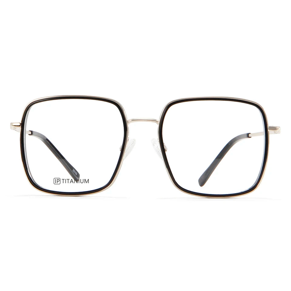 Esnbie Unisex Full Rim Square Titanium Acetate Eyeglasses 22030 Full Rim Esnbie   