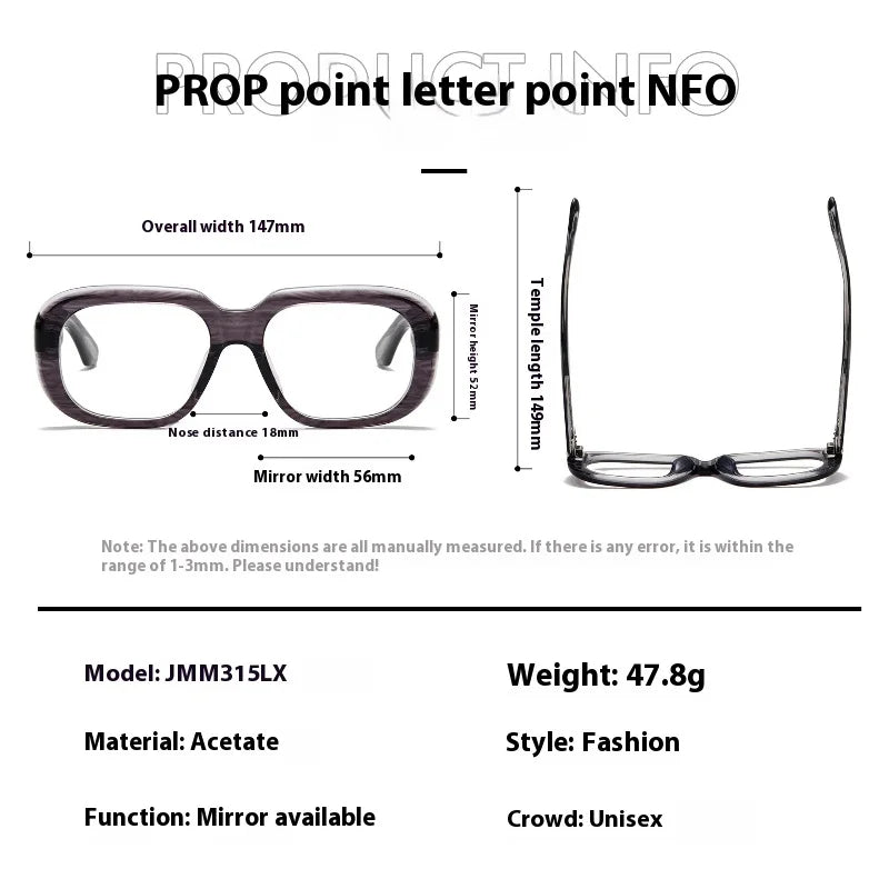 Aror Unisex Full Rim Square Thick Acetate Eyeglasses 842315