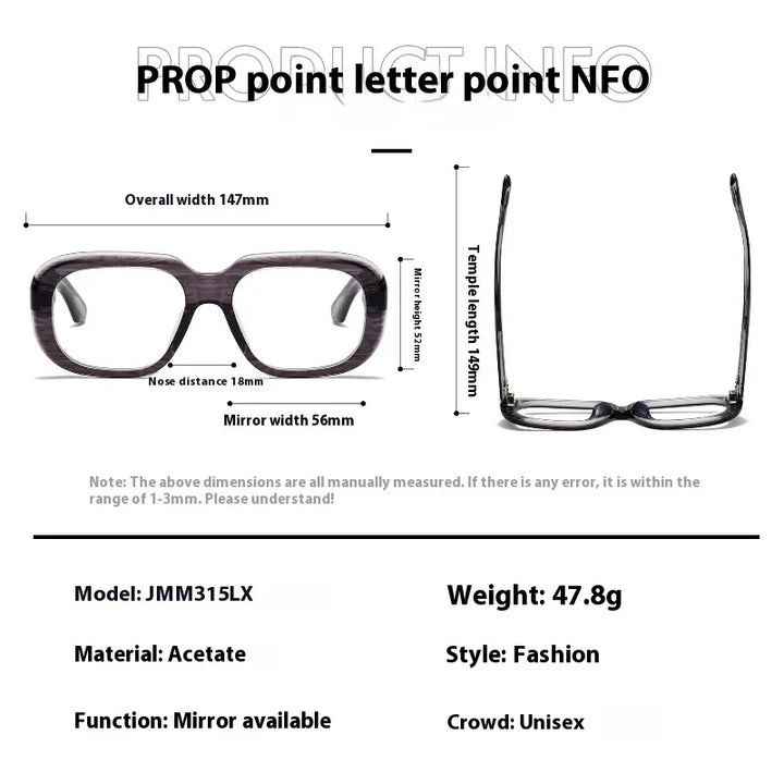 Aror Unisex Full Rim Square Thick Acetate Eyeglasses 842315