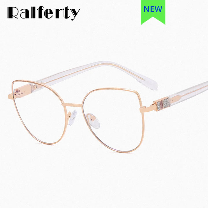 Ralferty Women's Full Rim Round Cat Eye Alloy Eyeglasses R82123 Full Rim Ralferty   