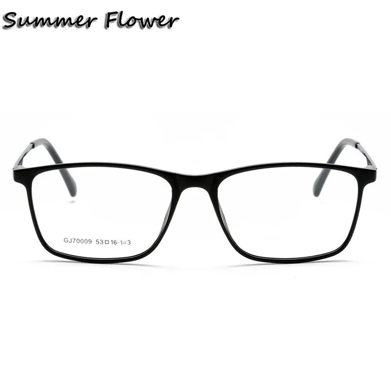 Summer Flower Women's Full Rim Square Tr 90 Titanium Eyeglasses 70009 Full Rim Summer Flower