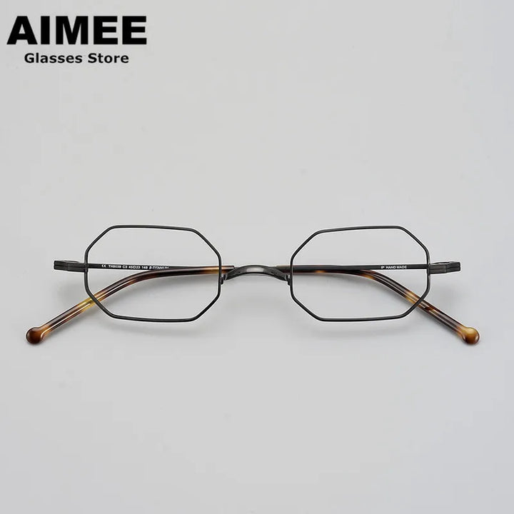 Aimee Unisex Full Rim Small Square Polygon Titanium Eyeglasses 88039 Full Rim Aimee   