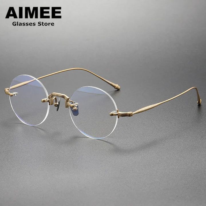 Aimee Men's Rimless Round Titanium Eyeglasses 3105 Rimless Aimee   