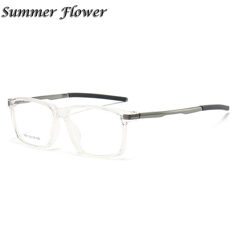 Summer Flower Unisex Full Rim Square Tr 90 Aluminum Eyeglasses 58514