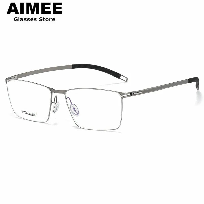 Aimee Unisex Full Rim Square Screwless Titanium Eyeglasses 46119 Full Rim Aimee   