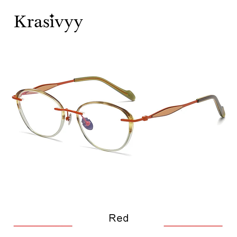 Krasivyy Unisex Full Rim Oval Square Titanium Acetate Eyeglasses 316076