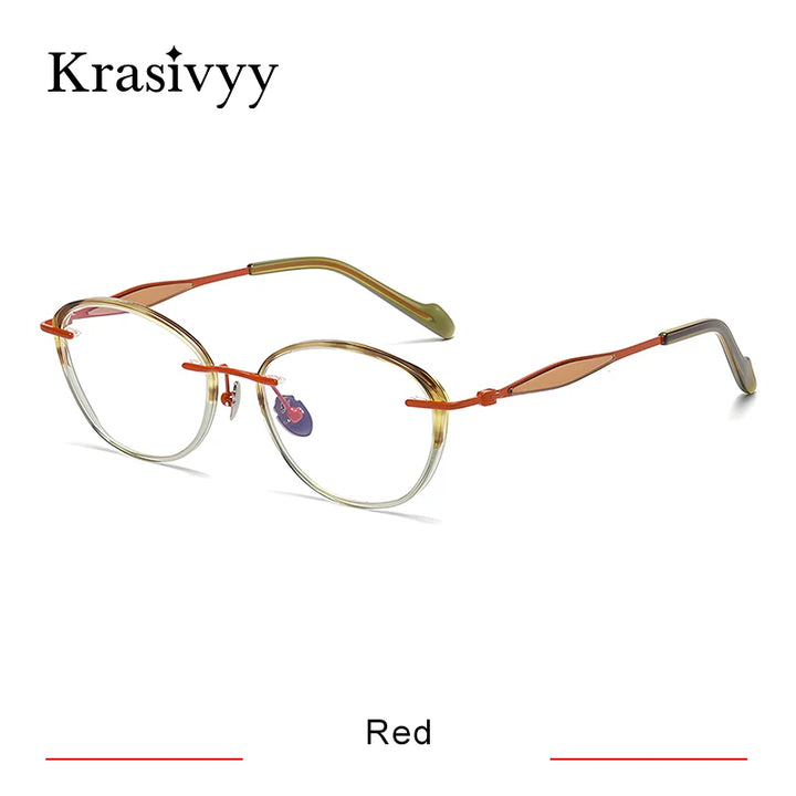 Krasivyy Unisex Full Rim Oval Square Titanium Acetate Eyeglasses 316076