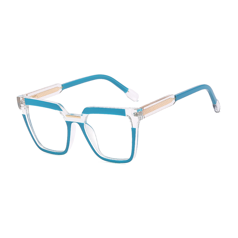Ralferty Women's Full Rim Square Acetate Eyeglasses F82096 Full Rim Ralferty China C3 Blue 
