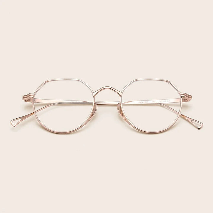 Aimee Unisex Full Rim Flat Top Polygon Titanium Eyeglasses 9916 Full Rim Aimee   