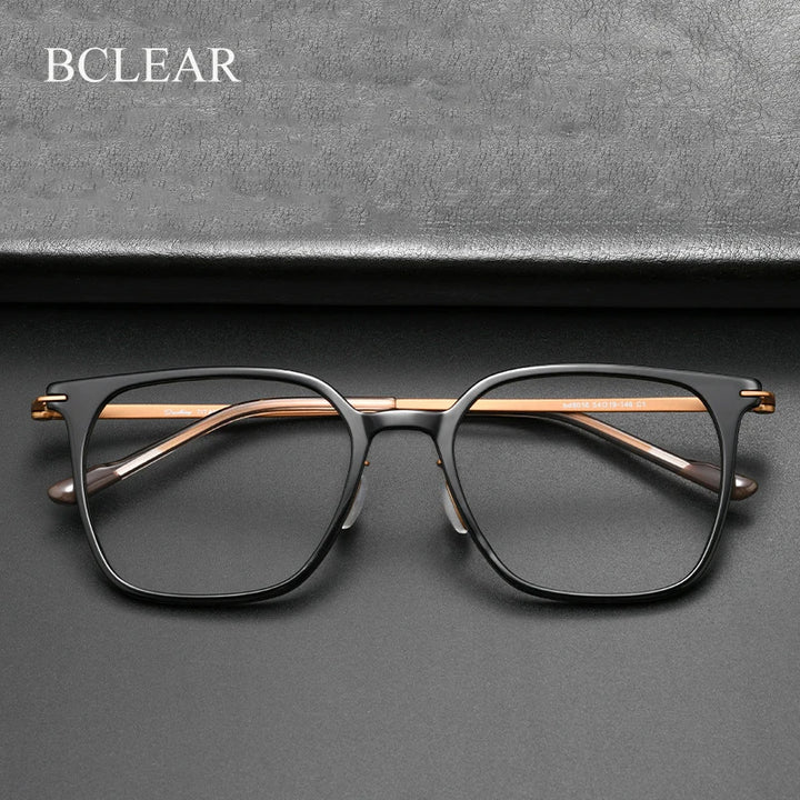 Bclear Unisex Full Rim Square Tr 90 Titanium Eyeglasses 18018