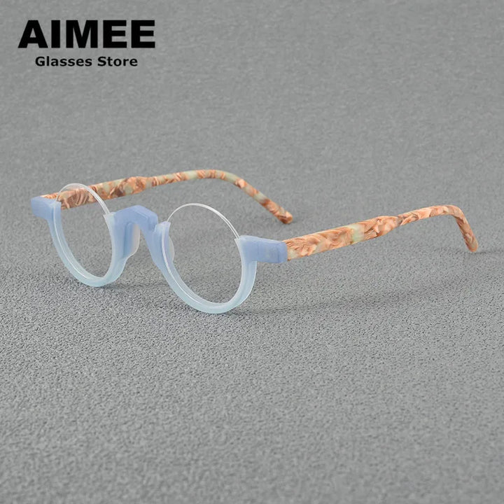 Aimee Unisex Semi Rim Round Acetate Eyeglasses 4141 Semi Rim Aimee   