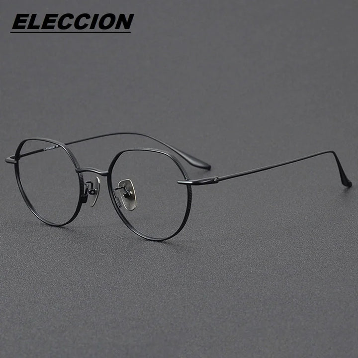 Eleccion Women's Full Rim Flat Top Oval Titanium Eyeglasses 424176 Full Rim Eleccion Black CHINA