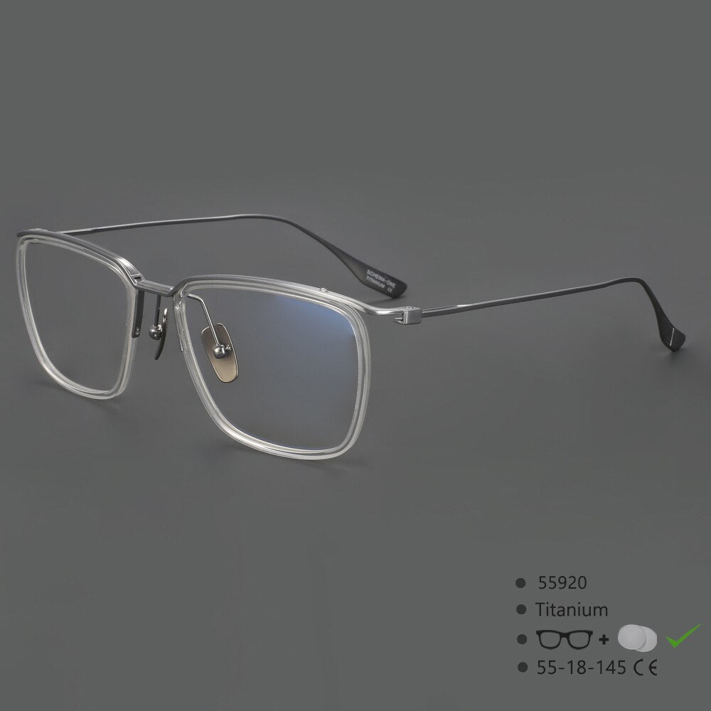 CCSpace Men's Semi Rim Square Titanium Eyeglasses 55920 Semi Rim CCspace ClearSilver China 
