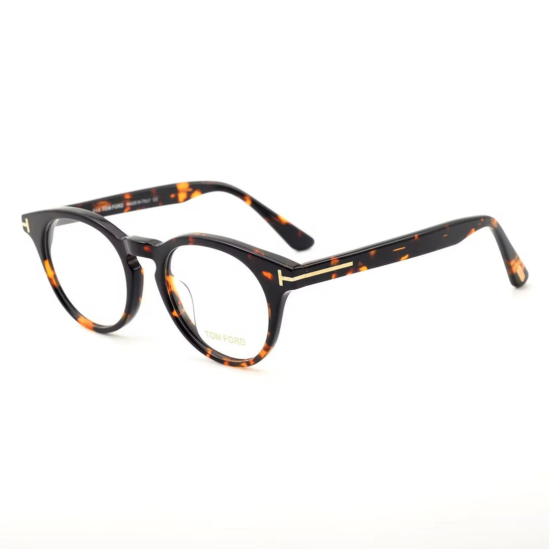 Yimaruili Unisex Full Rim Round Acetate Eyeglasses Y5557 Full Rim Yimaruili Eyeglasses Tortoiseshell  