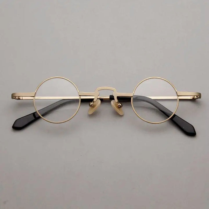 Cubojue Unisex Full Rim Small Round Alloy 32mm Reading Glasses 3241 Reading Glasses Cubojue no function lens 0 Gold 