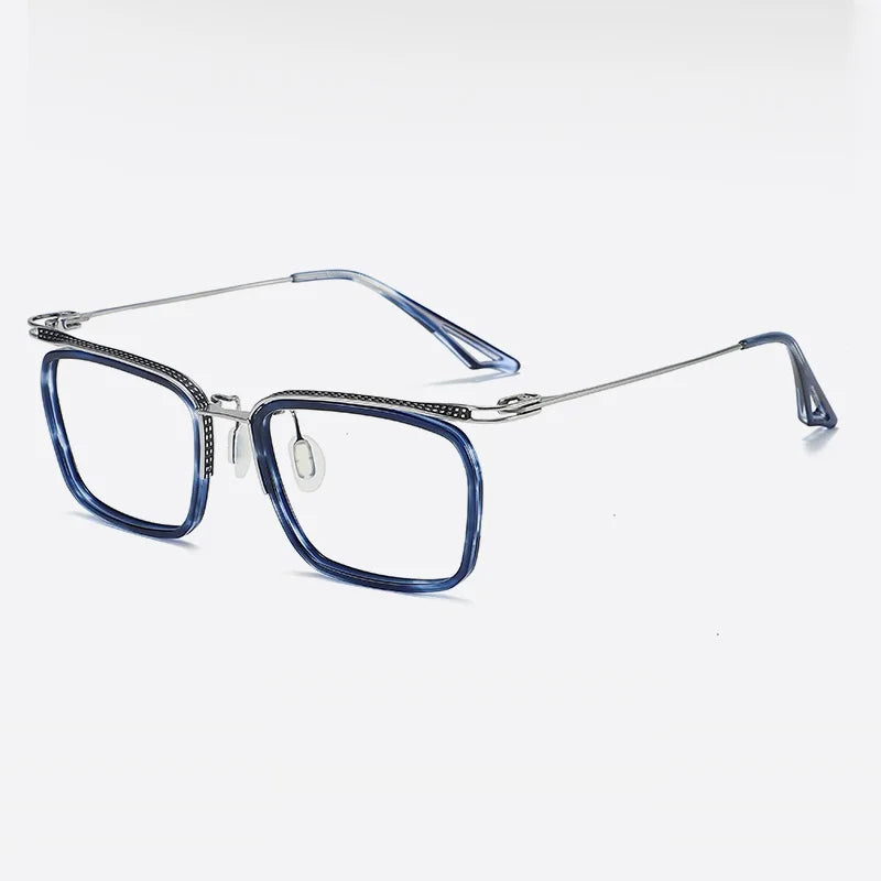 Bobbie Unisex Full Rim Big Square Acetate Titanium Eyeglasses 808663