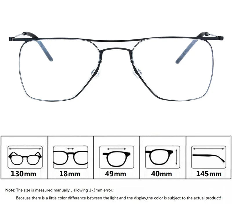 Aimee Women's Full Rim Square Double Bridge Brow Line Titanium Eyeglasses 55702