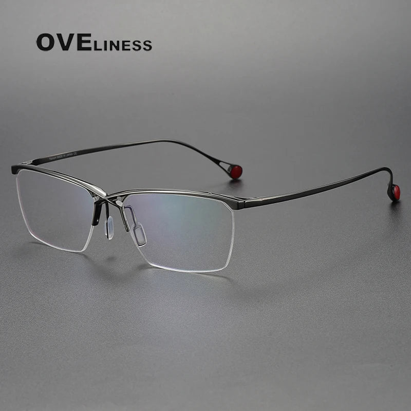 Oveliness Unisex Semi Rim Square Titanium Eyeglasses 9222 Semi Rim Oveliness gun  