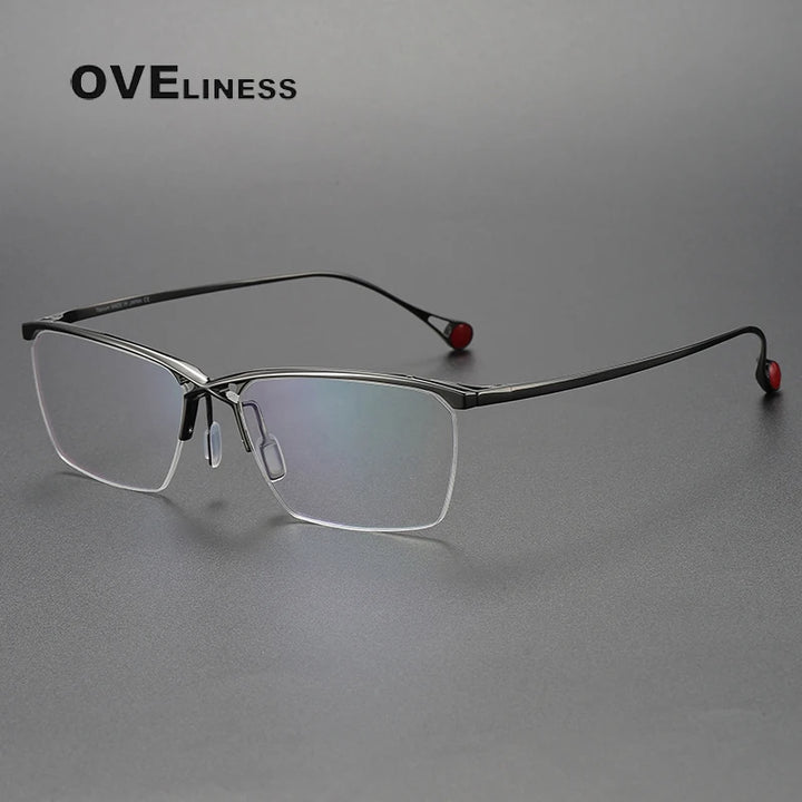 Oveliness Unisex Semi Rim Square Titanium Eyeglasses 9222 Semi Rim Oveliness gun  