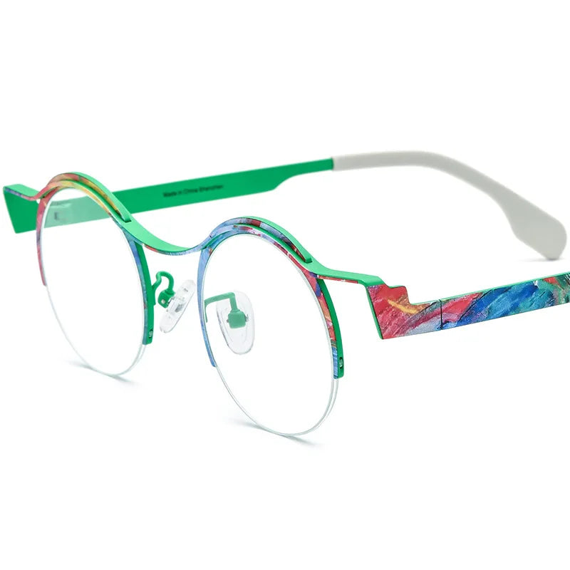 Nobler Women's Semi Rim Oval Round Titanium Eyeglasses 185837
