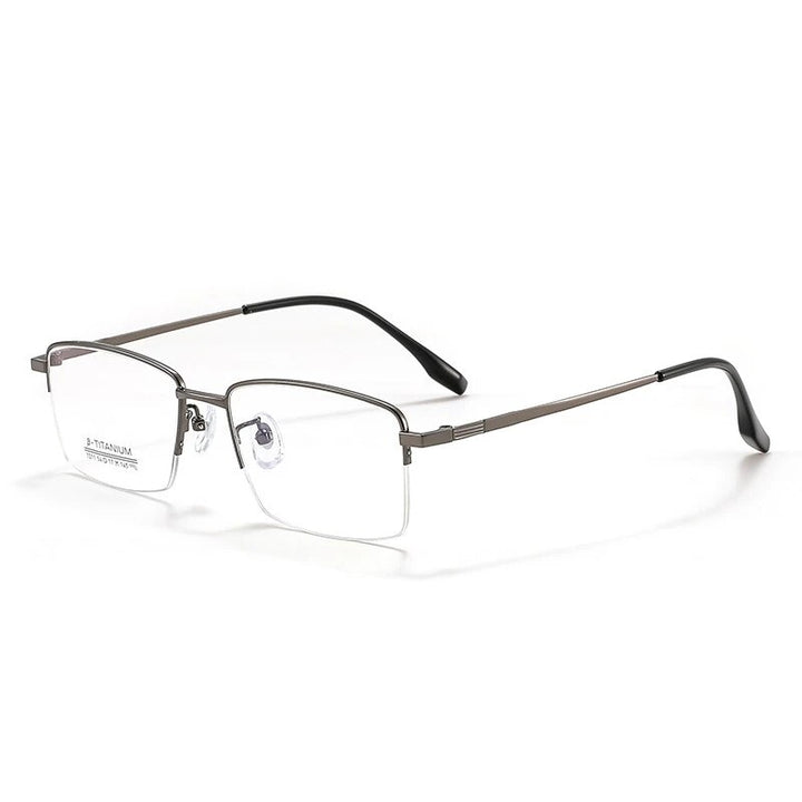 KatKani Men's Semi Rim Square Alloy Eyeglasses 7011 Semi Rim KatKani Eyeglasses Gun  