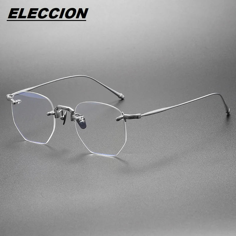 Eleccion Unisex Rimless Polgon Titanium Eyeglasses 43104 Rimless Eleccion