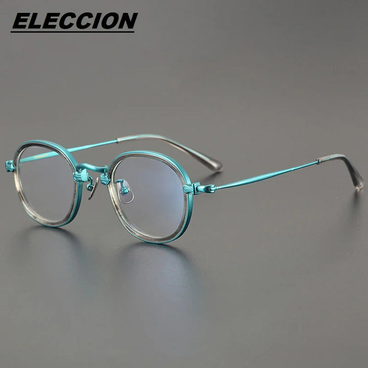 Eleccion Unisex Full Rim Round Titanium Acetate Eyeglasses 44185