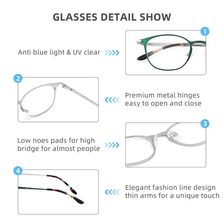 Laoyehui Women's Full Rim Round Alloy Acetate Reading Glasses L8973 Reading Glasses Laoyehui   